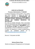 AVISO DE ALTERAÇÃO  Processo Administrativo nº 348/2025