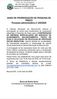 AVISO DE PRORROGAÇÃO DE PESQUISA DE PREÇO Processo administrativo n° 245/2025