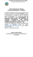 AVISO PESQUISA DE PREÇOS processo administrativo n: 186/2025