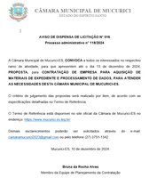 Processo administrativo n° 118/2024 - AVISO DE DISPENSA DE LICITAÇÃO N° 016