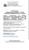 RATIFICAÇÃO  DISPENSA DE LICITAÇÃO n° 01/2025 PROCESSO ADMINISTRATIVO N° 174/2025